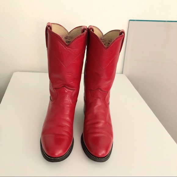 Justin Boots Shoes - Sz 6B Vintage Red Justin Roper Boots
